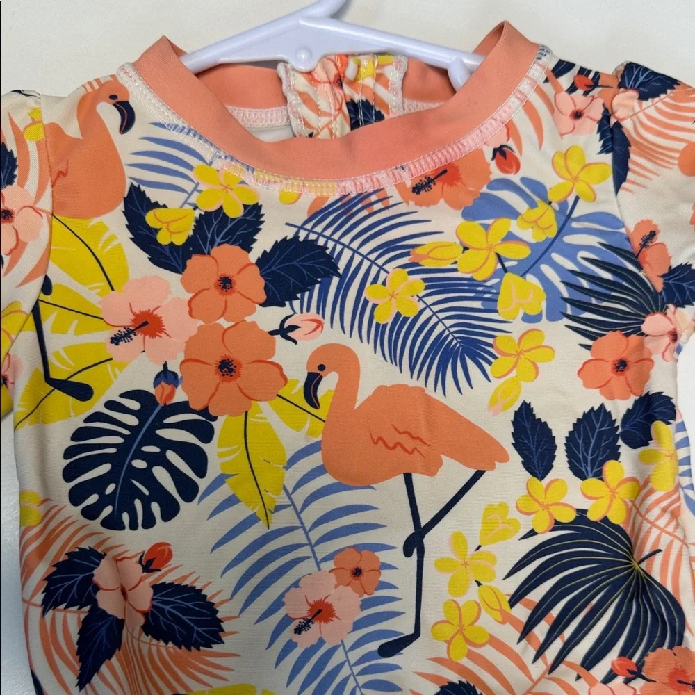 Ruffle Butts‎ Floral Flamingo Kids Swimsuit